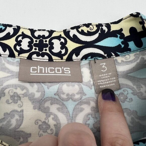 Chico's Blue/Yellow Metal Button Jacket XL - Picture 3 of 4